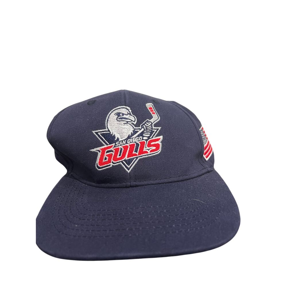 San Diego Gulls AHL Hockey Hat US Flag Indian Motorcycle America Blue Snapback